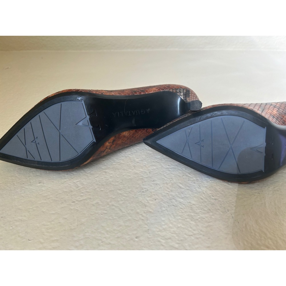 Aquatalia Melina Snake Embossed Leather Pumps Cognac Black Made in Italy SZ 8.5‎ - Picture 6 of 7